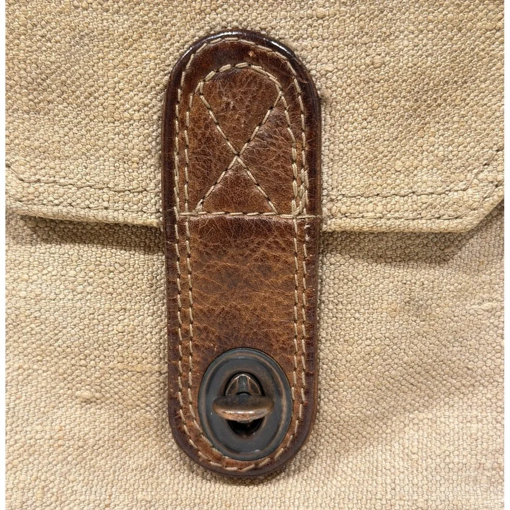 Vintage 80s Banana Republic Safari Linen & Leather Travel Pouch Strap Italy